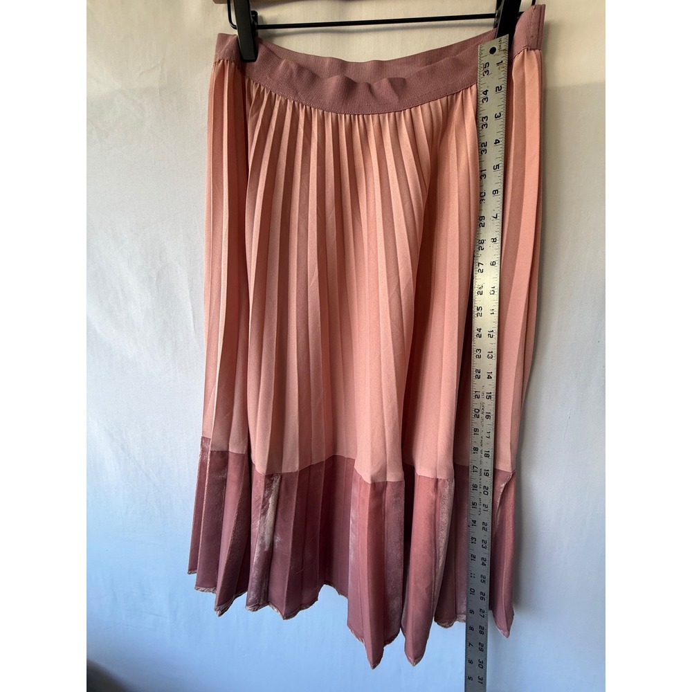 Pinko Made in Italy Two Tone Pink Pleated Midi Skirt Elastic Waist Size 42 - Picture 6 of 6
